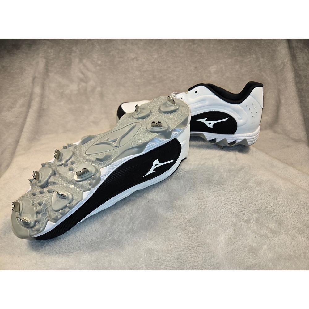 Mizuno Wave Baseball Cleats Mens 11 White Black Metal Spikes 11GM236009 - Picture 9 of 11